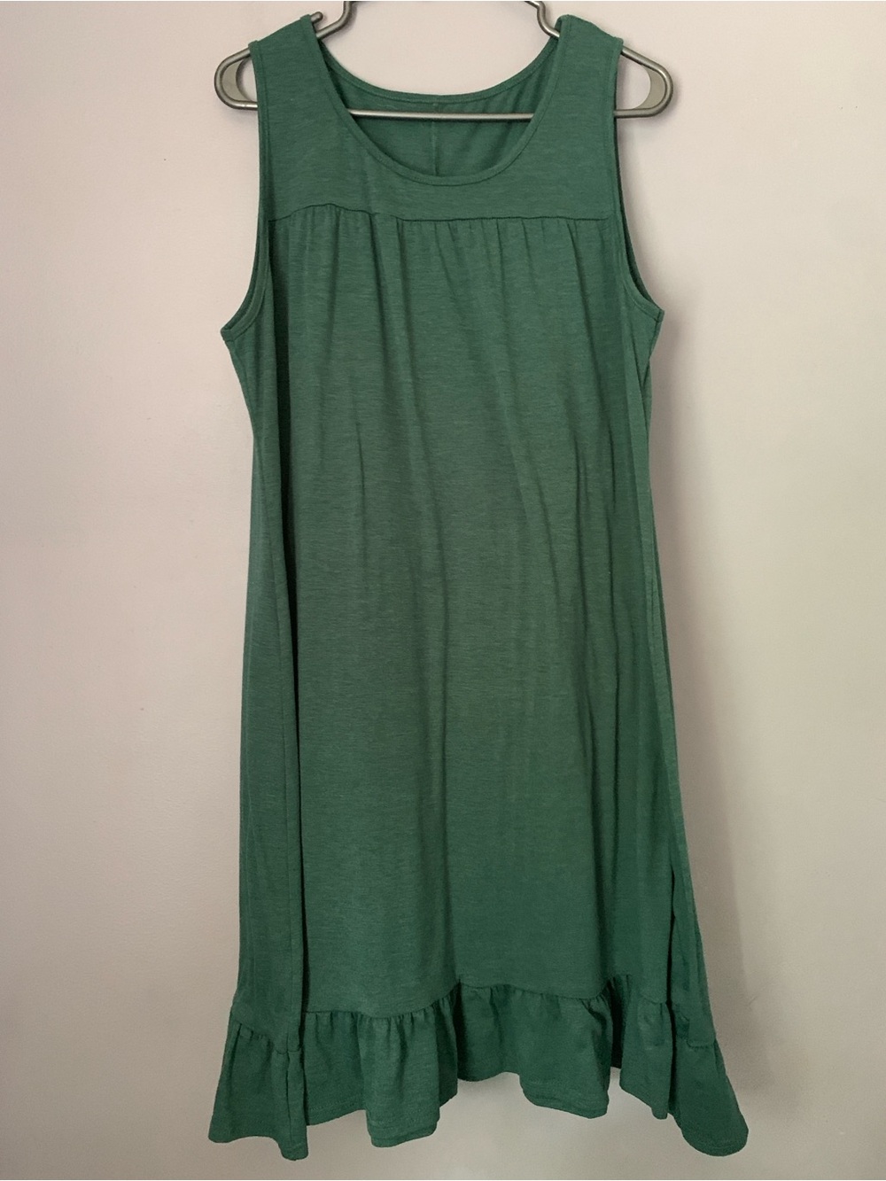 Woman’s Sleeveless Ruffle-Hem Casual Green Dress 3Xl